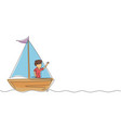 single one line drawing smiling little boy vector image