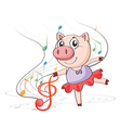 a pig dancing with musical notes vector image