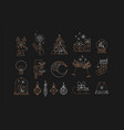 christmas art deco icons vintage line style dark vector image