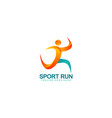 sport logo running with abstract shapes vector image