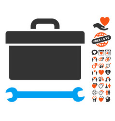 Toolbox icon with dating bonus Royalty Free Vector Image