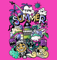 with hand drawn doodle cute monster and summer vector image vector image