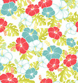 hawaiian seamless pattern with hibiscus flowers vector image
