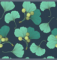 seamless pattern with ginkgo leaves plant vector image