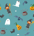 halloween seamless pattern design cute cartoon vector image