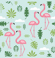 seamless pattern with a pink flamingo vector image vector image