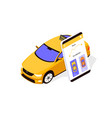 flat taxi car app with mobilephone and map vector image