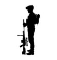 army soldier with sniper rifle on duty silhouette vector image vector image