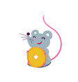 cartoon cute rat in simple flat style sitting vector image vector image