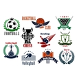 sport games icons and heraldic emblems vector image