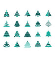 christmas tree simple color flat icons set vector image