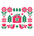 christmas scandinavian folk greeting card vector image