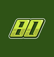 racing number 80 logo design vector image vector image