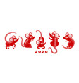 new year 2020 rat chinese zodiac rats asian red vector image