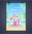 summer disco party poster with 3d cocktail vector image