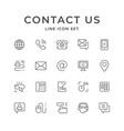 set line icons of contact us vector image vector image