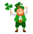 funny irish character leprechaun with lucky vector image