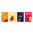 posters with exotic fruits doodle tropical leaves vector image vector image