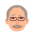 laughing old man in glasses face flat icon vector image