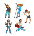 flat rock music teen people set vector image