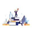 reading concept people read books creative vector image