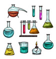 sketch ion of chemical beakers test vials vector image