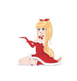 anime manga girl dressed in santa claus costume vector image