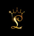 golden crown monogram logo initial letter l vector image vector image