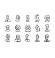 doodle faces people men and women outline sketch vector image
