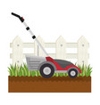 lawn mower in garden vector image