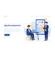 mobile app development concept with developers vector image vector image