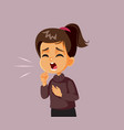 little girl coughing feeling sick cartoon vector image