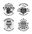 retro cinema set four black emblems vector image