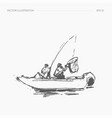 fisherman on a boat fishing with rod vector image