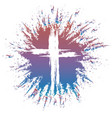 grunge style cross on colorful splash vector image vector image