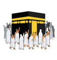 group of hajj pilgrimage walking around kabaa vector image