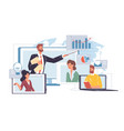 cartoon flat man character communicates in mobile vector image vector image