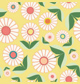 white flowers and green leaves in floral folk art vector image