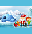 christmas scene with santa and elf vector image