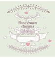 hand drawn collection of floral design elements vector image