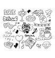 happy valentine s day dooddle art collection vector image