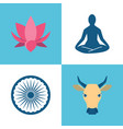 india culture icons set in flat style vector image