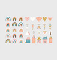 boho elements with rainbow and heart vector image vector image
