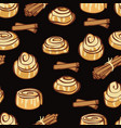 delicious cinnamon buns and sticks vector image