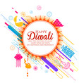 burning diya on happy diwali holiday background vector image