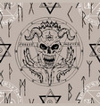 seamless pattern with devil face pentagram vector image vector image