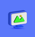 3d monitor with image design vector image vector image