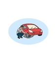 flat tire on the road man having car trouble vector image