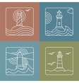 lighthouse logo design templates - linear vector image vector image