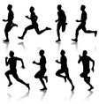 set of silhouettes runners on sprint men vector image